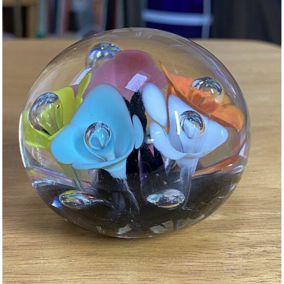 St Clair Glass Maude & Bob Paperweight Controlled Bubble Trumpet Flowers 1973 - Picture 4 of 9